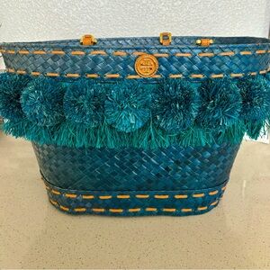 Beautiful Tori Burch basket tote is perfect for a day at the beach or pool.